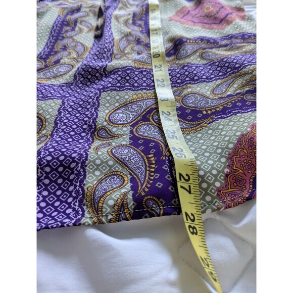 Simply Emma Top Women's sz 2X V-neck Handkerchief Print Multi Boho Peasant Panes - Picture 15 of 15